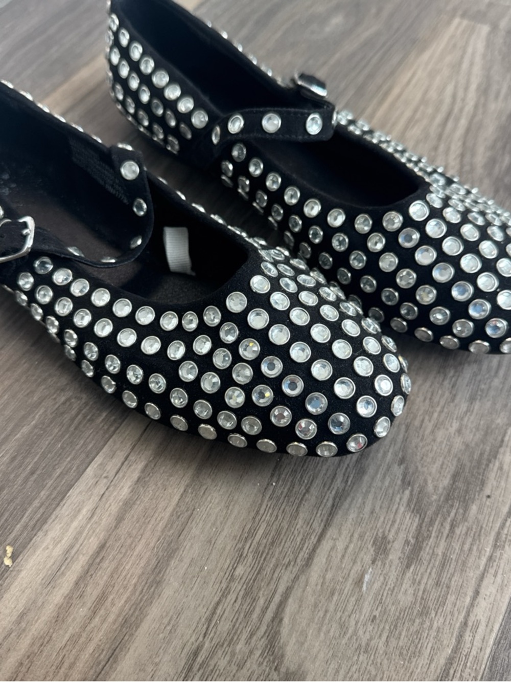 a new day Black Crystal-Embellished Mary Jane Flats
